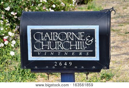 San Luis Obispo USA - july 15 2016 : the Claiborne and Churchhill winery mailbox
