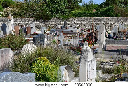 Loix France - september 26 2016 : the cemetery