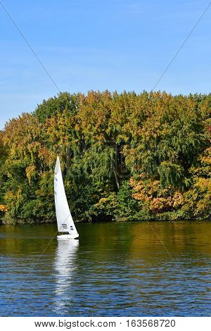 Meulan France - october 31 2016 : the picturesque city in autumn