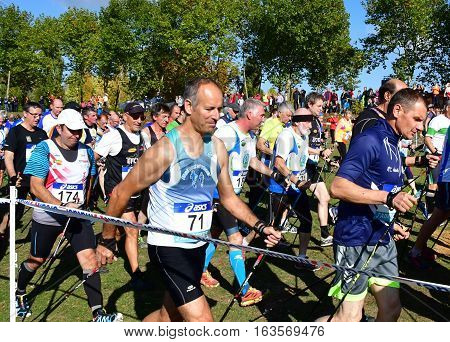 Verneuil sur Seine France - october 22 2016 : the second Championship of nordic walking of France