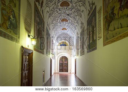 Kykkos Greece - November 24 2016: Cyprus island the sacred paintings and decorations of the Kykkos monastery
