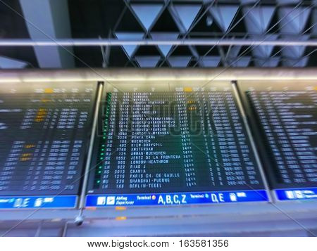 The lurry image of the flight schedule board