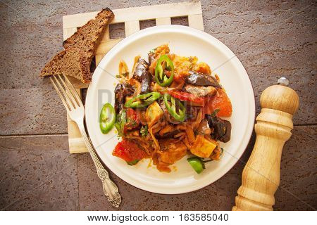 ajapsandali georgian dish of eggplant and meat