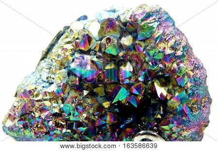 natural quartz aura titan semigem geode crystals geological mineral isolated