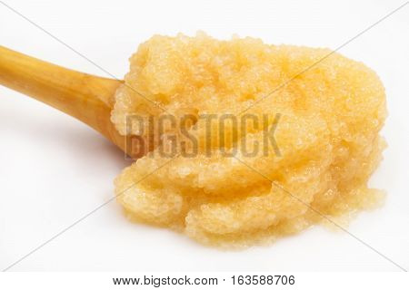 Caviar Of Capelin Fish In Wood Spoon On Plate