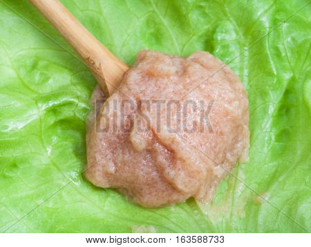 Salty Caviar Of Zander In Wood Spoon On Lettuce