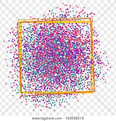 Abstract border vector illustration. Festively colored shards. Celebration, holiday, birthday party background, colorful confetti celebration borders on transparent background.