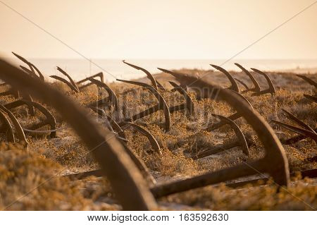 Europe Portugal Algarve Tavira Barril Beach Anchor