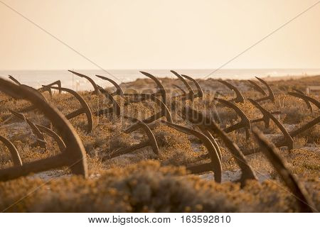 Europe Portugal Algarve Tavira Barril Beach Anchor