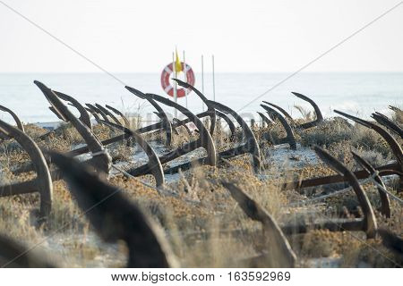 Europe Portugal Algarve Tavira Barril Beach Anchor