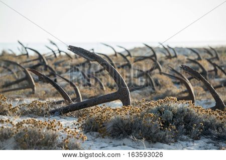 Europe Portugal Algarve Tavira Barril Beach Anchor