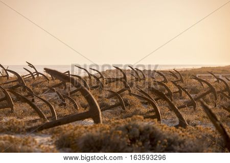Europe Portugal Algarve Tavira Barril Beach Anchor