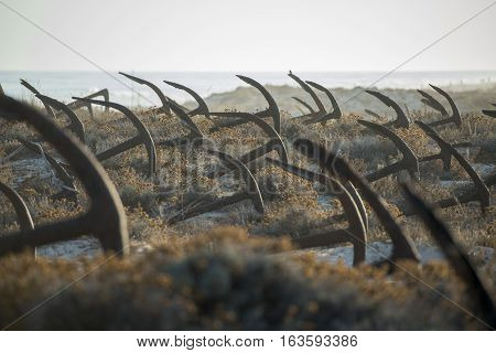 Europe Portugal Algarve Tavira Barril Beach Anchor