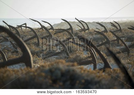 Europe Portugal Algarve Tavira Barril Beach Anchor