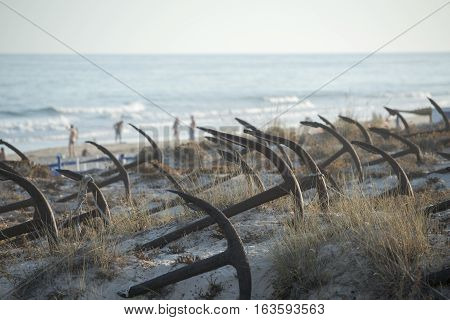 Europe Portugal Algarve Tavira Barril Beach Anchor