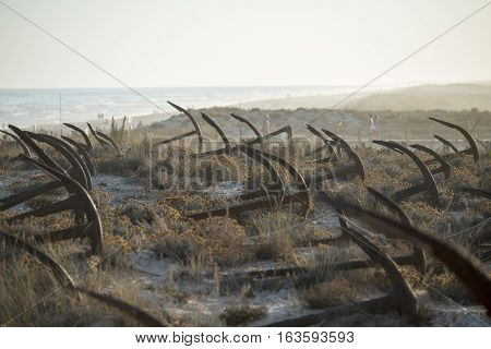 Europe Portugal Algarve Tavira Barril Beach Anchor