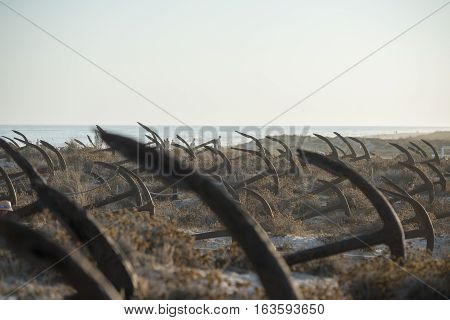 Europe Portugal Algarve Tavira Barril Beach Anchor