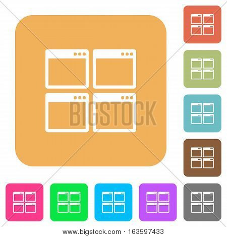 Mosaic window view mode icons on rounded square vivid color backgrounds.