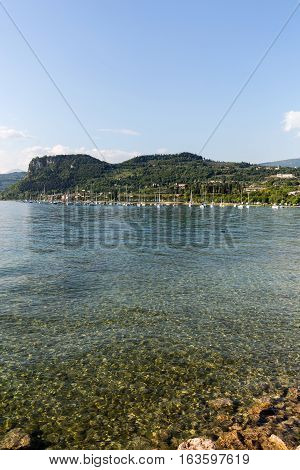 Sailboats at Porto di Bardolino harbor on The Garda Lake . Italy