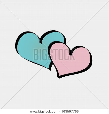 Love hand drawn hearts. Valentines day love sketch background. Love or wedding illustration