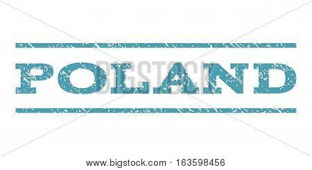 Poland watermark stamp. Text caption between horizontal parallel lines with grunge design style. Rubber seal stamp with dust texture. Vector cyan color ink imprint on a white background.