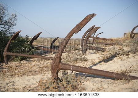 Europe Portugal Algarve Tavira Barril Beach Anchor
