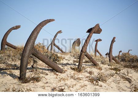 Europe Portugal Algarve Tavira Barril Beach Anchor