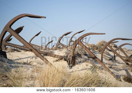Europe Portugal Algarve Tavira Barril Beach Anchor