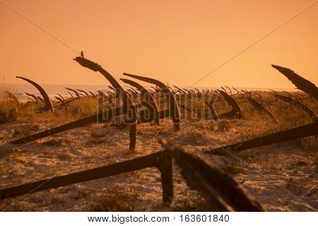 Europe Portugal Algarve Tavira Barril Beach Anchor