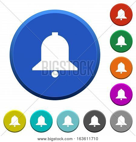 Bell round color beveled buttons with smooth surfaces and flat white icons