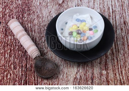 Colorful Dumplings In Coconut Cream, Bua Loi Khai Waan.