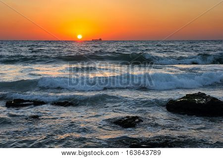 Mediterranean coast in southern Israel near the city of Ashkelon