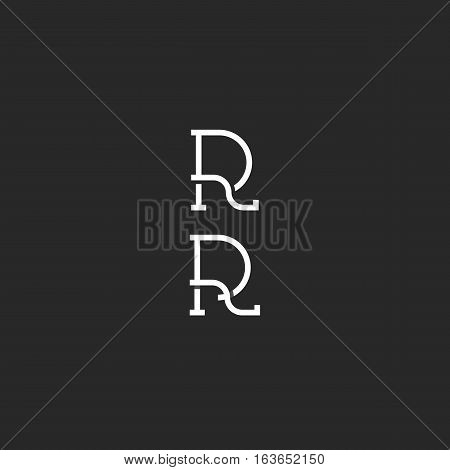 Monogram R Logo Black And White Simple Hipster Mark, Capital Rr Initials Wedding Invitation Emblem M
