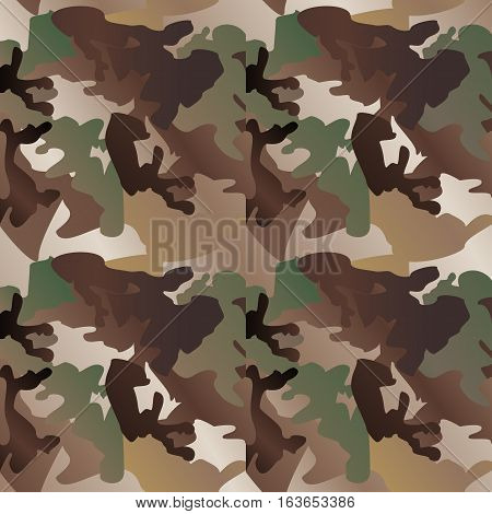 Camouflage pattern background seamless clothing print repeatable camo glamour vector. Olive brown grey