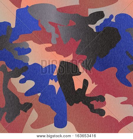 Camouflage pattern background seamless clothing print repeatable camo glamour grunge of scratch vector. Pink blue black