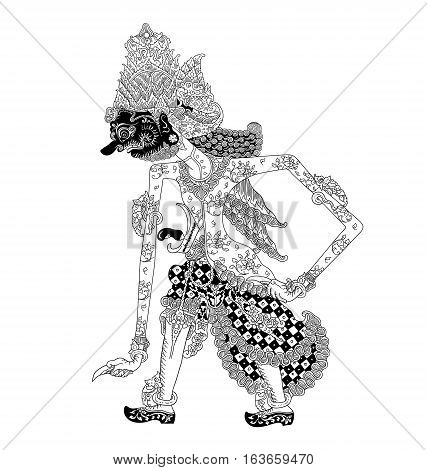 Batara Bayu, a character of traditional puppet show, wayang kulit from java indonesia.