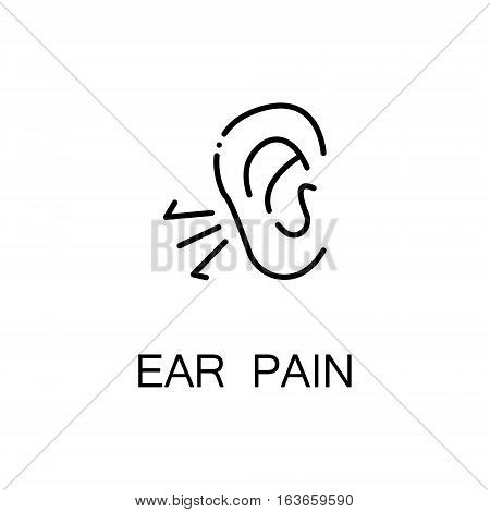 Ear pain flat icon. Single high quality outline symbol of illness and injury for web design or mobile app. Thin line signs of ear pain for design logo, visit card, etc. Outline pictogram of ear pain