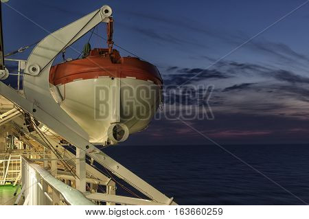 Part Of The Big Ferry, Saving Boat On The Ferry Boat