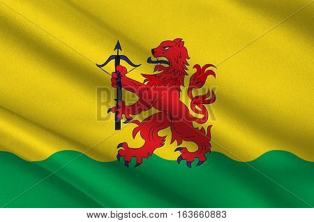 Flag of Kronoberg County is a county in southern Sweden. 3d illustration