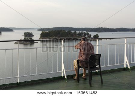 Part Of The Big Ferry, Saving Boat On The Ferry Boat