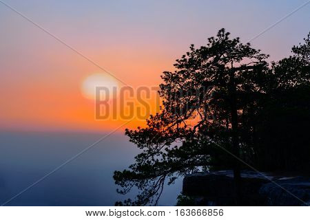 During Sunset On A Cliff At Big Pine.
