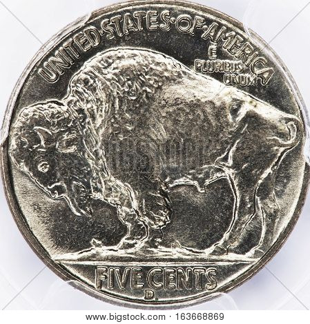 Old antique buffalo nickle made in America.