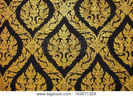 Golden Thai Traditional Art Flower (Lai Thai) Handmade Background and Wallpaper