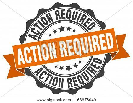 action required. stamp. sign. seal. round. retro. ribbon