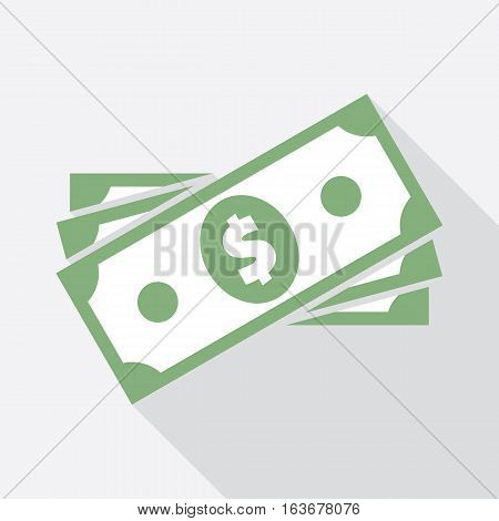 Dollar banknote in stack. Flat icon. USA currency note symbol. American bucks vector pictogram. Greenback stylized eps8 illustration.
