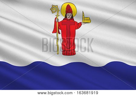 Flag of Vaxjo is a city and the seat of Vaxjo Municipality Kronoberg County Sweden. 3d illustration