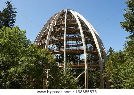 Bavarian Forest, Germany 28. July 2014: View of Treetop Walk attraction, Bavarian Forest, Germany