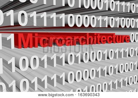microarchitecture in the form of binary code, 3D illustration