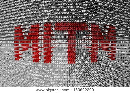 MITM in the form of binary code, 3D illustration