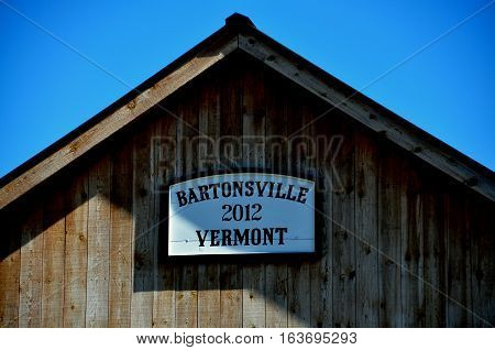 Bartonsville Vermont - September 19 2014 : 2012 Bartonsville Covered Bridge a 151 foot long span over the Williams River is a replica of the original 1870 bridge destroyed during Hurricane Irene